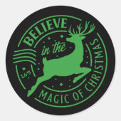 GELOOF IN DE MAGIE VAN... Kerstmis Ronde Sticker (Voorkant)