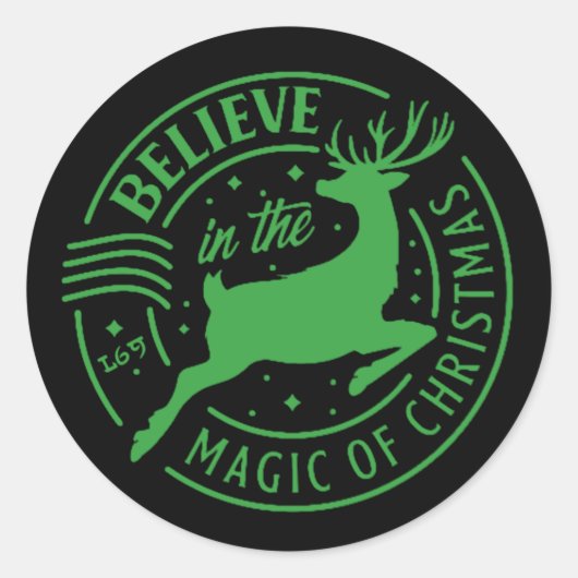 GELOOF IN DE MAGIE VAN... Kerstmis Ronde Sticker (Voorkant)
