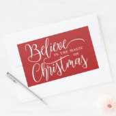 Geloof in de magie van Kerstmis rood Rechthoekige Sticker (Envelop)