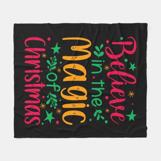 Geloof in de magie van Kerstmis Vrolijk Kerstfeest Fleece Deken (Voorkant (Horizontaal))