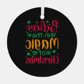 Geloof in de magie van Kerstmis Vrolijk Kerstfeest Glas Ornament (Achterkant)