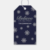 Geloof in de magie van Kerstmis Zilver Blauw Cadeaulabel (Voorkant)
