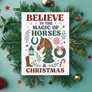 Geloof in de Magie van Paarden & Kerstmis Feestdagenkaart