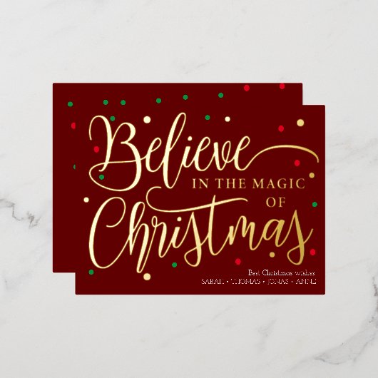 Geloof in de magische gouden elegante kerstkaart folie feestdagen briefkaart (Voorkant / Achterkant)