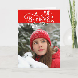 Geloof in de magische kerstfotokaart feestdagen kaart