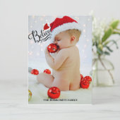 "Geloof" in de magische kerstfotokaart Feestdagenkaart (Staand voorkant)