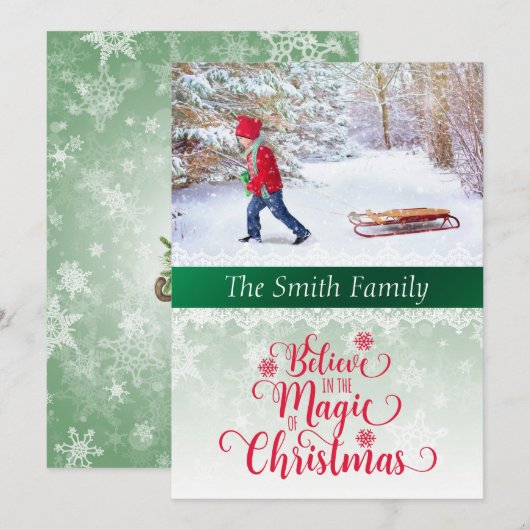 Geloof in de magische kerstfotokaart feestdagenkaart (Voorkant / Achterkant)