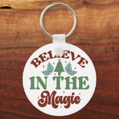 Geloof in de magische Retro Kerst Feestdagen Sleutelhanger (Voorkant)