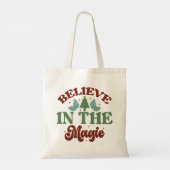 Geloof in de magische Retro Kerst Feestdagen Tote Bag (Achterkant)