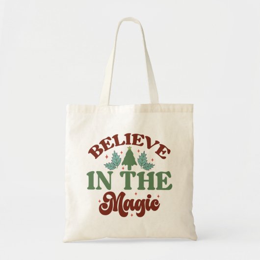 Geloof in de magische Retro Kerst Feestdagen Tote Bag (Voorkant)