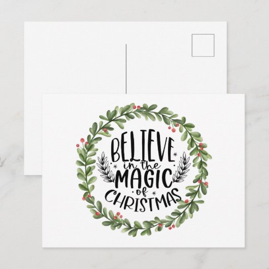 Geloof in de Magische Waterverf Wreate Feestdagenkaart (Voorkant / Achterkant)