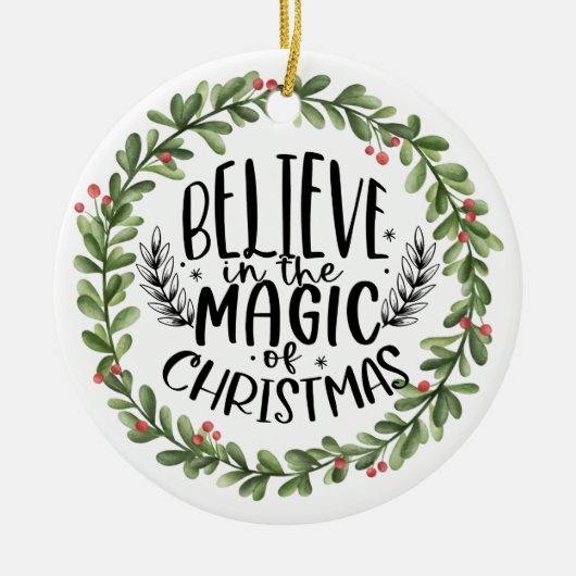 Geloof in de Magische Waterverf Wreate Keramisch Ornament (Voorkant)
