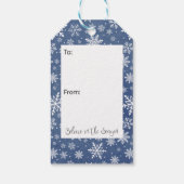 Geloof in de Seizoensblauwe Snowflake kerst Cadeaulabel (Achterkant)