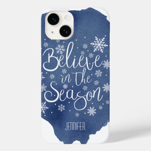Geloof in de Seizoensblauwe Snowflake kerst Case-Mate iPhone Case (Achterkant)