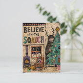 Geloof in de Squatch Kerst Collage Briefkaart (Staand voorkant)
