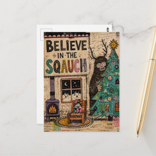 Geloof in de Squatch Kerst Collage Briefkaart