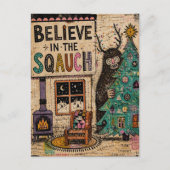 Geloof in de Squatch Kerst Collage Briefkaart (Voorkant)