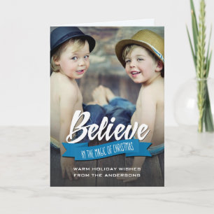 Geloof in de toverstaf van de kerstfoto feestdagen kaart