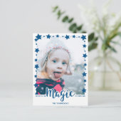 Geloof in de toverstaf van de kerstfoto feestdagenkaart (Staand voorkant)