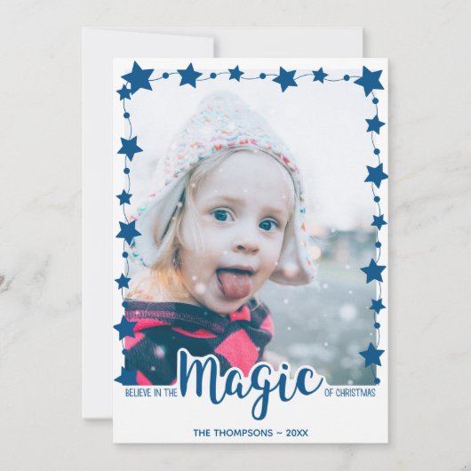 Geloof in de toverstaf van de kerstfoto feestdagenkaart (Voorkant)