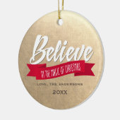 Geloof in de toverstaf van de kerstfoto keramisch ornament (Links)