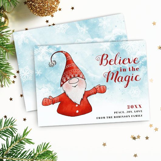 Geloof in de unieke kerst van het Magic Gnome Feestdagenkaart