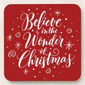 Geloof in de wonder van de kerstcaderonde bier onderzetter (Voorkant)
