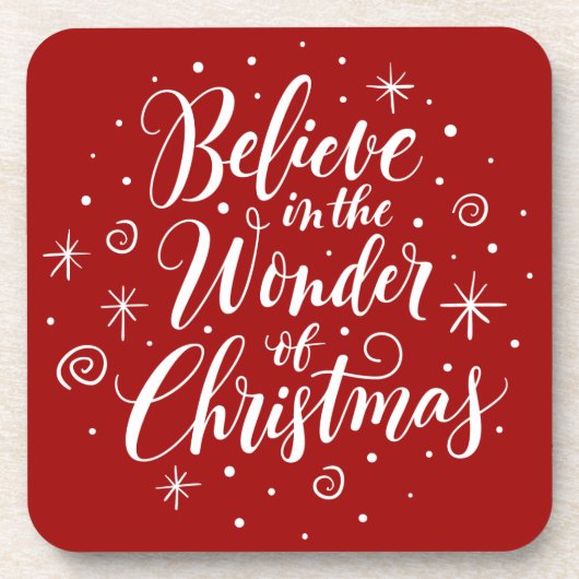 Geloof in de wonder van de kerstcaderonde bier onderzetter (Voorkant)