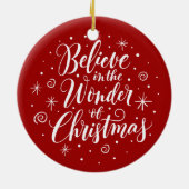 Geloof in de wonder van de kerstcaderonde keramisch ornament (Achterkant)