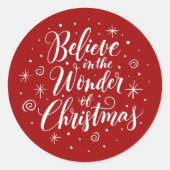 Geloof in de wonder van de kerstcaderonde ronde sticker (Voorkant)