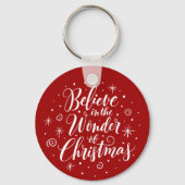 Geloof in de wonder van de kerstcaderonde sleutelhanger (Voorkant)