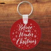 Geloof in de wonder van de kerstcaderonde sleutelhanger (Voorkant)