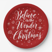 Geloof in de Wonder van kerstcadeau Red Papieren Bordje (Voorkant)