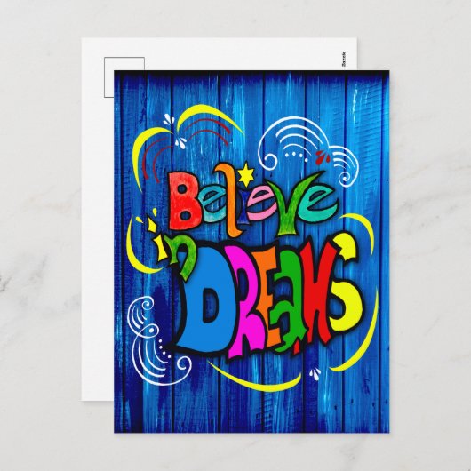 Geloof in dromen feestdagenkaart (Voorkant / Achterkant)