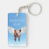 Geloof in dromen Funny Pigs kan vliegen Sleutelhanger (achterkant)
