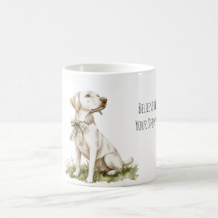 Geloof in Dromen Hond Groene Strepen Strik Koffiemok