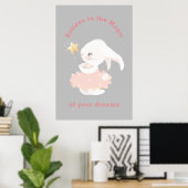 Geloof in dromen speelse konijn kinderkamer print (Thuiskantoor)