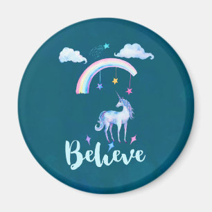 Geloof in een Unicorn onder een regenboog Magneet