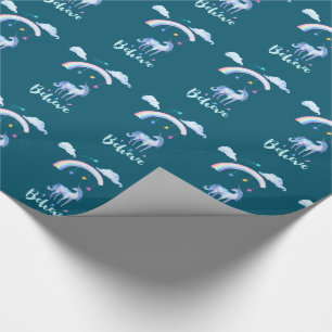 Geloof in een Waterverf Unicorn onder een regenboo Cadeaupapier