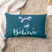 Geloof in een Waterverf Unicorn onder een regenboo Kussen (Deken)