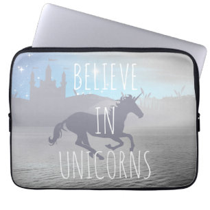 Geloof in eenhoorn fantasievolle kunst laptop sleeve