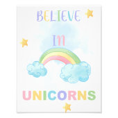Geloof in EENHOORN kinderkamer muurkunst Foto Afdruk (Voorkant)