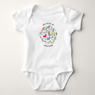 Geloof in eenhoorn romper