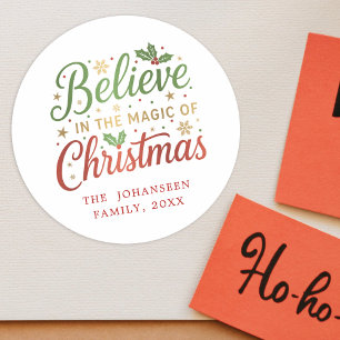 Geloof in eenvoudige moderne rode typografie ronde sticker