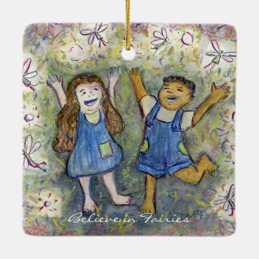 Geloof in Fairies Fun Art Custom Ornaments Keramisch Ornament (Achterkant)
