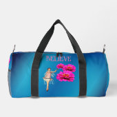 Geloof in Fairy en Pink Flowers Inspirerend Plunjezak (Achterkant)