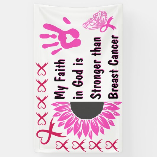 geloof in god borstkanker overlevende banner ideeë (Verticaal)