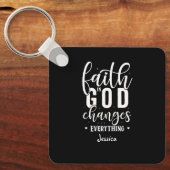 Geloof in God | Motivatie quote witte typografie Sleutelhanger (Voorkant)