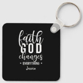 Geloof in God | Motivatie quote witte typografie Sleutelhanger (Achterkant)