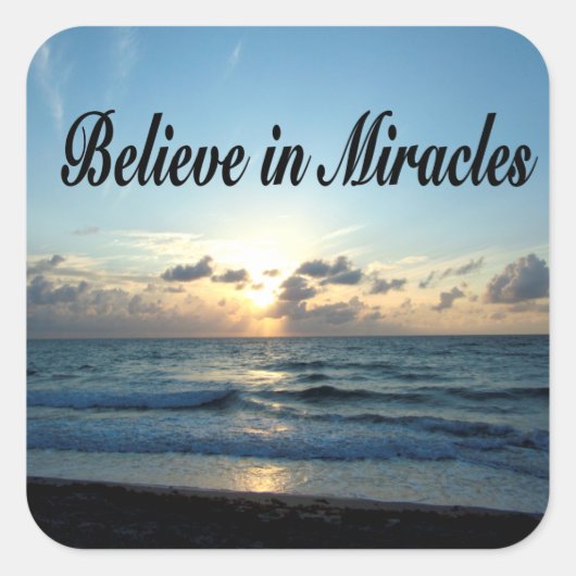 GELOOF IN GOD'S MIRACLES VIERKANTE STICKER (Voorkant)